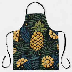 Pineapples, palm leaves: tropical pattern. apron