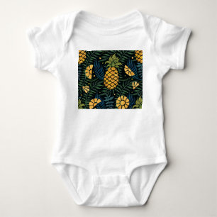 Pineapples, palm leaves: tropical pattern. baby bodysuit