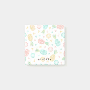 Pineapples Pink & Yellow Custom Name Post-it Notes