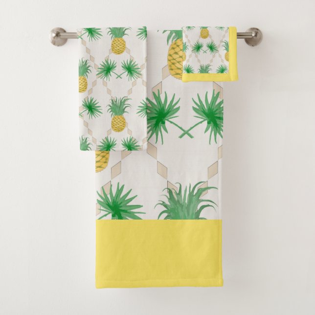 Pineapples, retro bath towel set (Insitu)