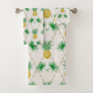 Pineapples, retro bath towel set