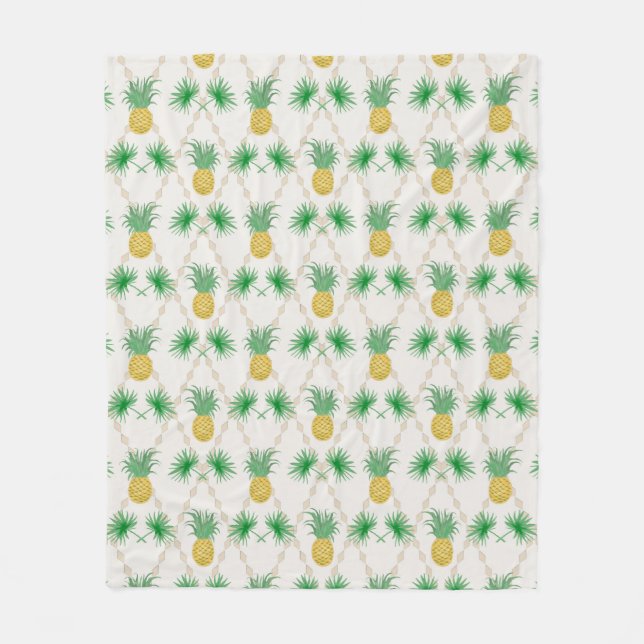 Pineapples, retro fleece blanket (Front)