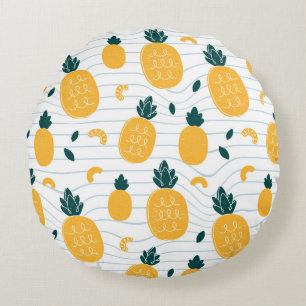 Pineapples seamless pattern round cushion