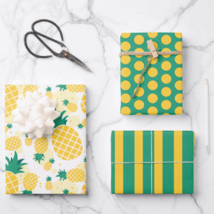 Pineapples, Stripes and Dots Wrapping Paper Set