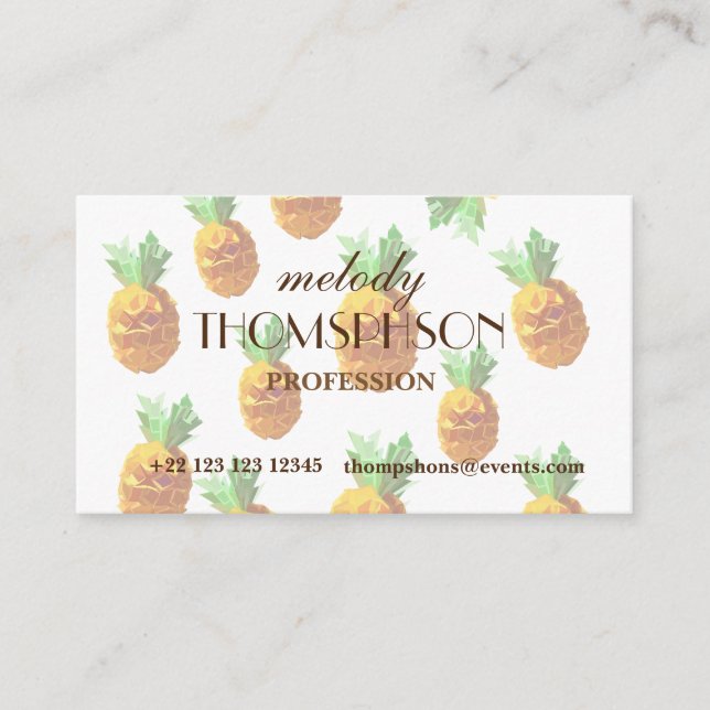 pineapples summer professional business cards= business card (Front)
