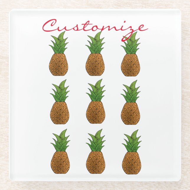 Pineapples Thunder_Cove Glass Coaster (Front)