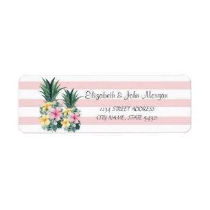 Pineapples,Tropical Flowers,Stripes  Address Label