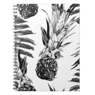 Pineapples, tropical jungle leaves. Beautiful seam Notebook