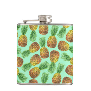 Pineapples watercolor 2 hip flask