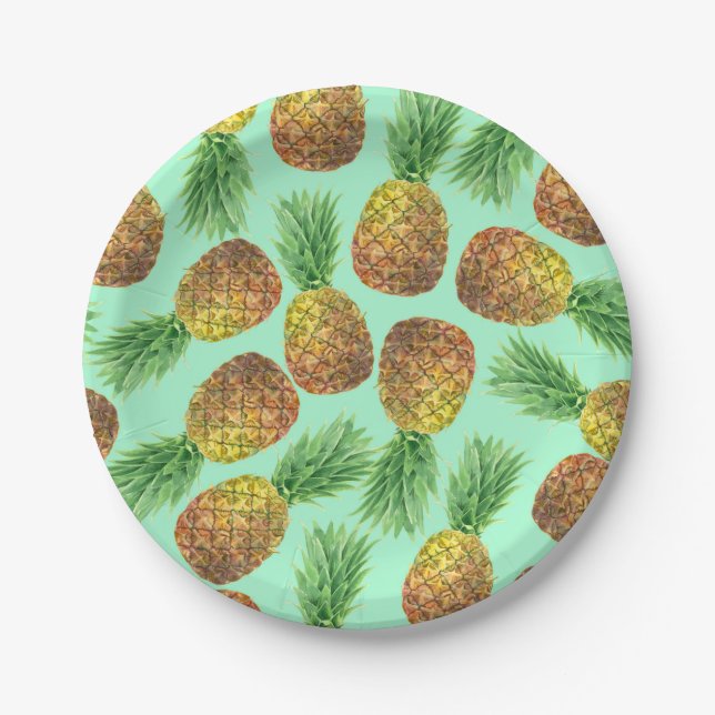 Pineapples watercolor 2 paper plate (Front)