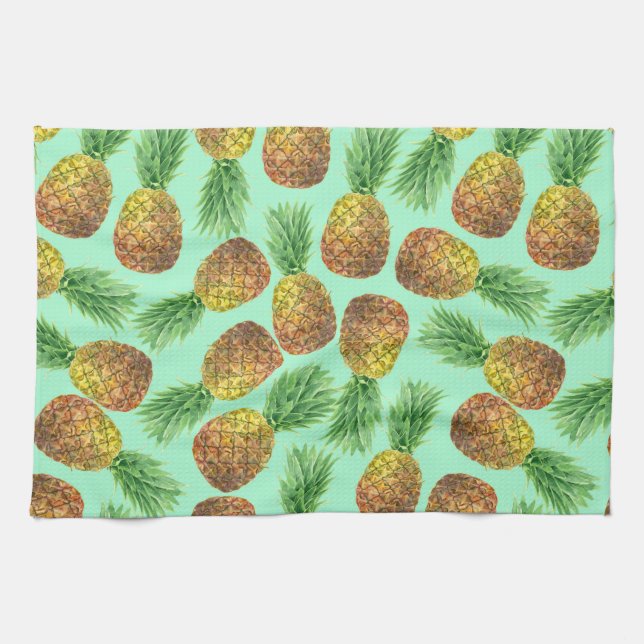 Pineapples watercolor 2 tea towel (Horizontal)