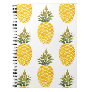 Pineapples. Watercolor hand painted illustration w Notebook