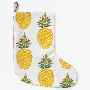 Pineapples. Watercolor hand painted illustration w Small Christmas Stocking