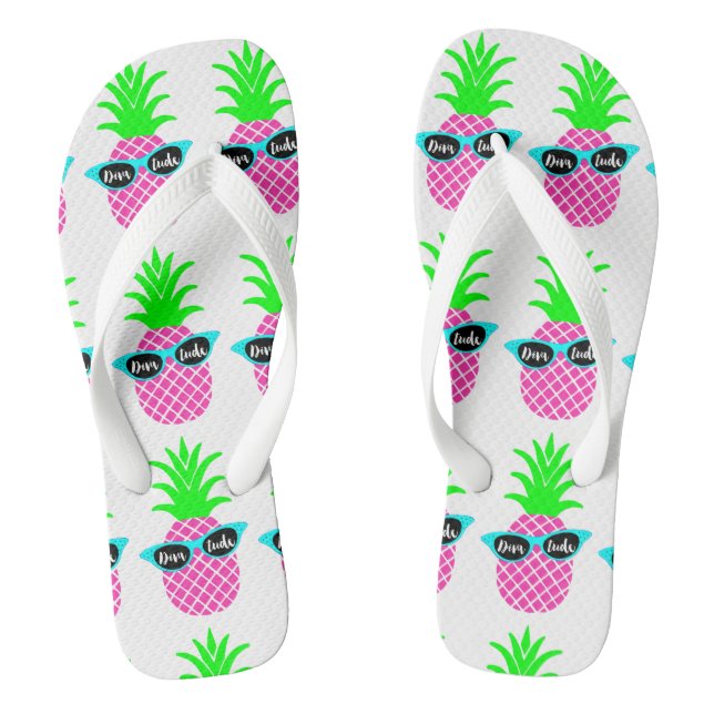 Pineapples with "DIVAtude" Flip Flops (Footbed)