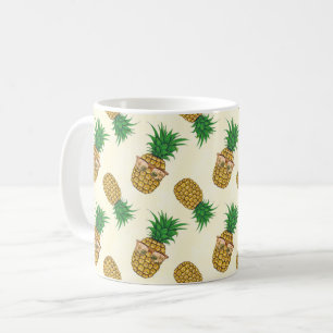 Pineapples with Sunglasses Hand Painted Coffee Mug