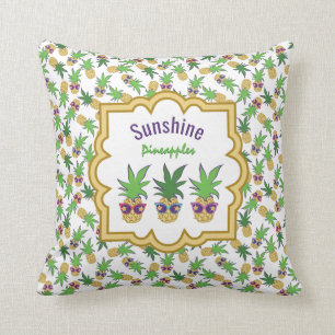 Pineapples with Sunglasses Pattern Cushion