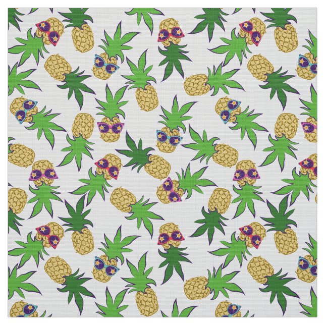 Pineapples with Sunglasses Pattern Fabric (Swatch)
