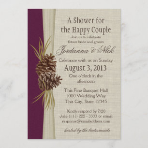 Pinecone and Burlap Look Couple's Shower Invitation