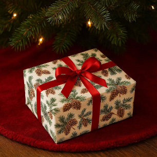 Pinecone and Evergreen Forest Wrapping Paper