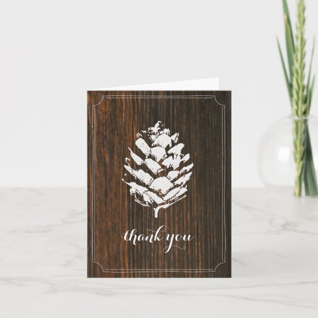 Pinecone Barn Wood Thank You Card (Front)