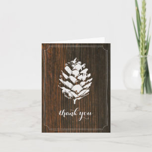 Pinecone Barn Wood Thank You Card