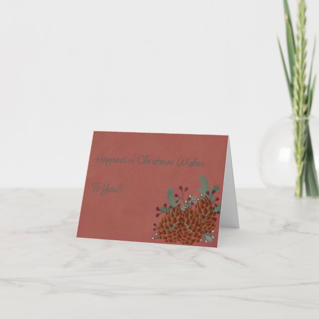 Pinecone & Berries Christmas Card (Front)