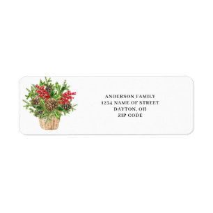 Pinecone Berry Christmas Return Address Label