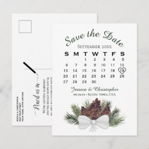 Pinecone Bouquet Wedding Calendar Save the Date Announcement Postcard