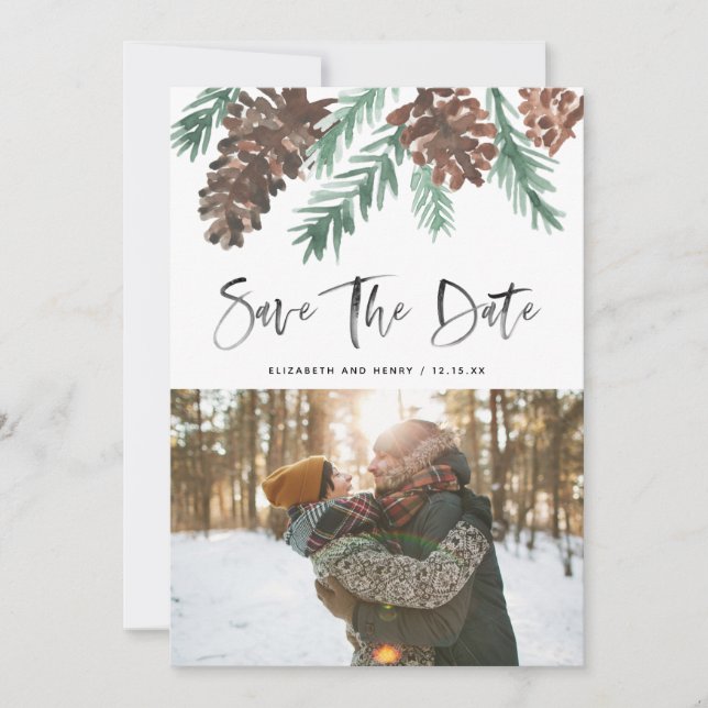 Pinecone Evergreen Save The Date (Front)