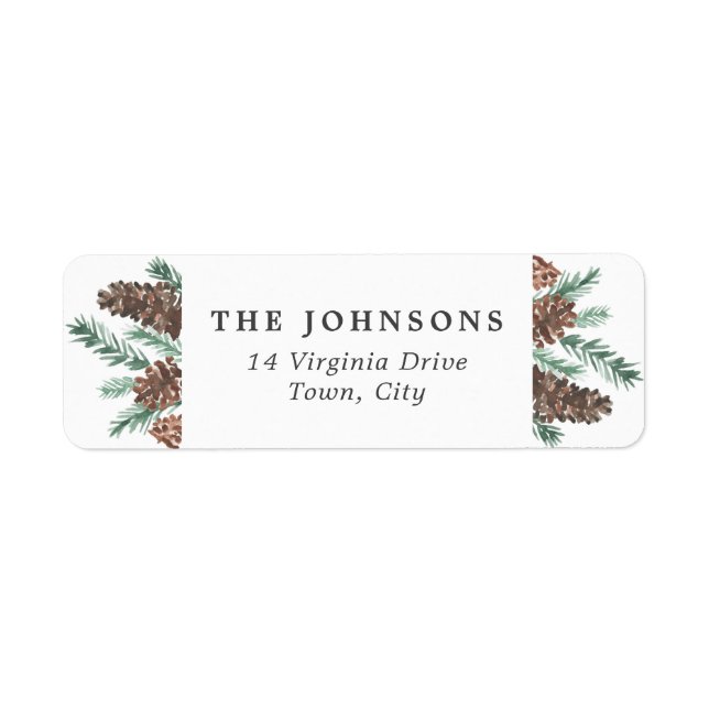 Pinecone Holiday Return Address Label (Front)