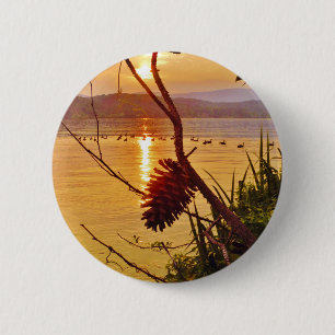 Pinecone Lake sunset 6 Cm Round Badge