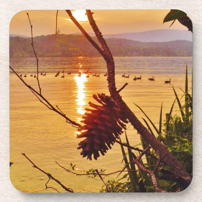 Pinecone Lake sunset Coaster (Front)