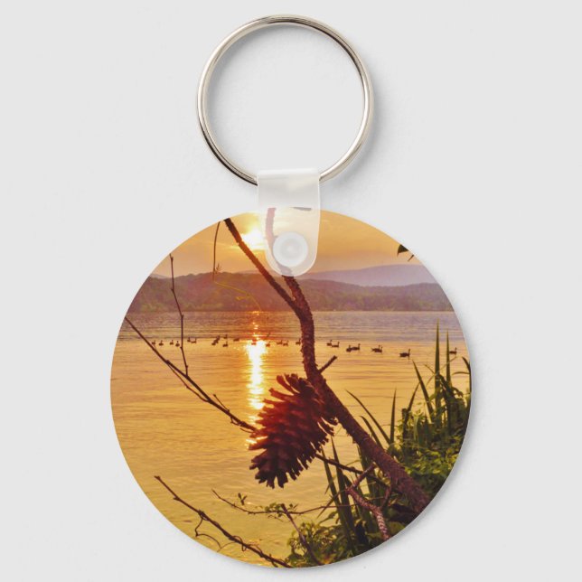 Pinecone Lake sunset Key Ring (Front)
