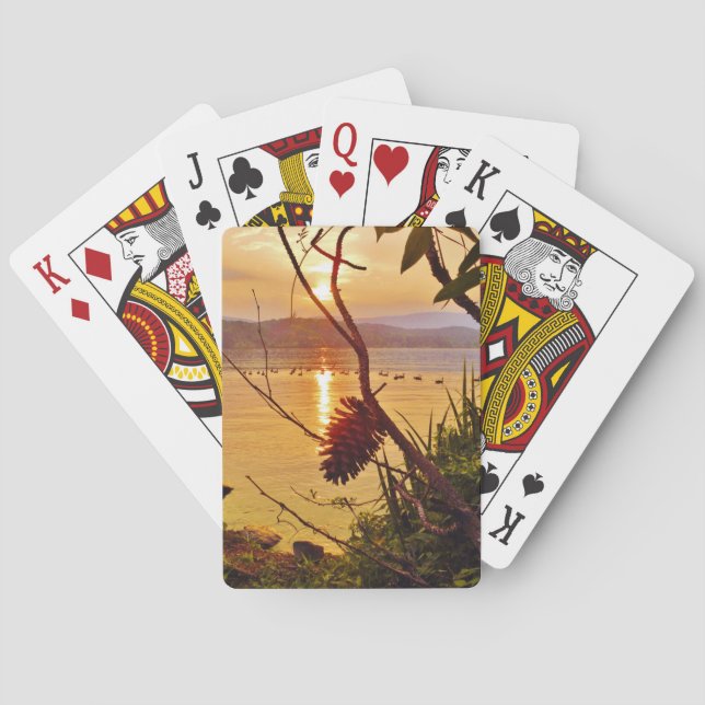 Pinecone Lake sunset Playing Cards (Back)