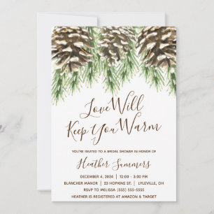 Pinecone Love Will Keep You Warm Bridal Shower Invitation
