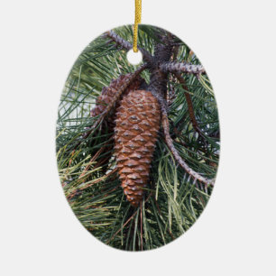 Pinecone on the pine tree ceramic tree decoration