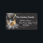 Pinecone Ornaments Chalkboard Christmas Label<br><div class="desc">Festive Christmas theme features Chalkboard artwork with pine cones,  pine branches and delicate gold accented Holiday ornaments and dusting of sparkle look dots.  Customise name and address text.</div>