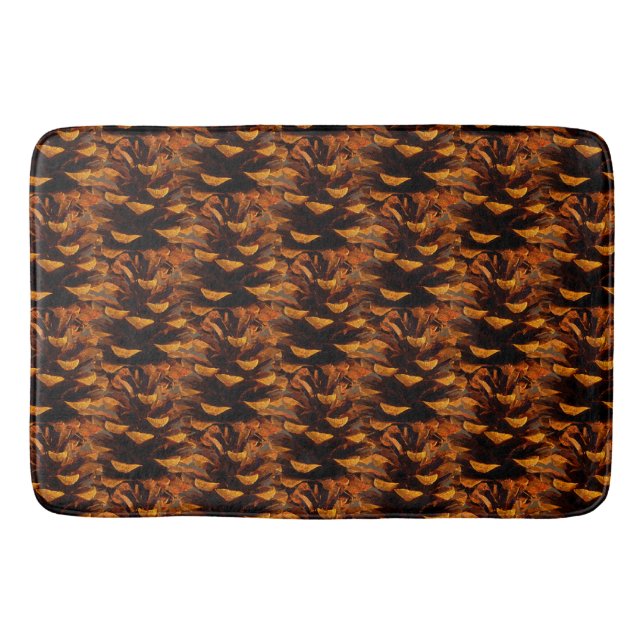 Pinecone pattern rustic fall nature bath mat (Front)