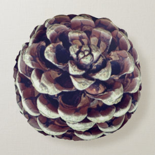 Pinecone rustic nature fall winter round cushion