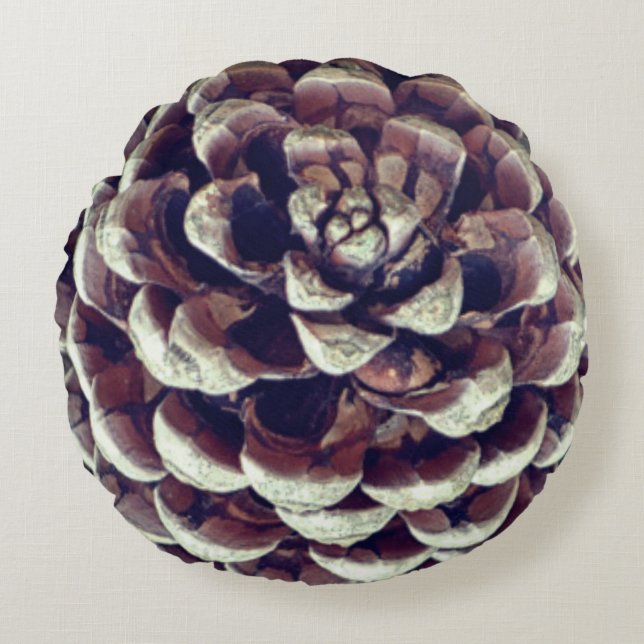 Pinecone rustic nature fall winter  round cushion (Front)