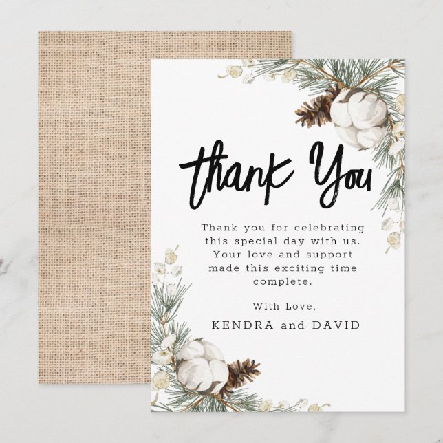 Pinecone Spruce Flat Thank You Card (Front/Back)