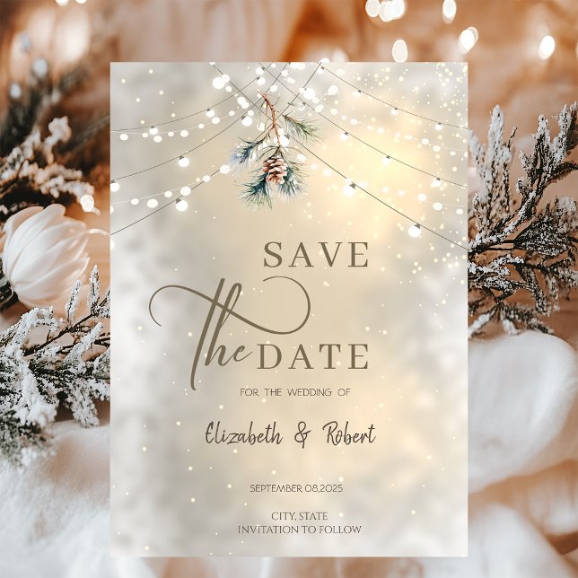 Pinecone String Lights Winter WeddingSave The Date Save The Date (Creator Uploaded)