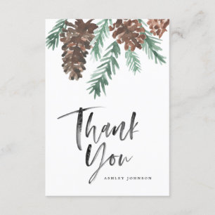 Pinecone Thank You Brush Script Flat Card