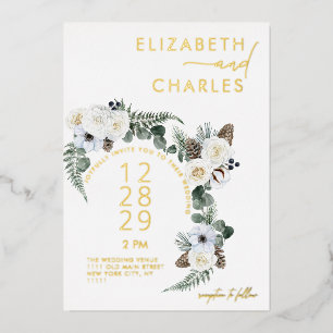 Pinecone Winter Greenery White Floral Wedding