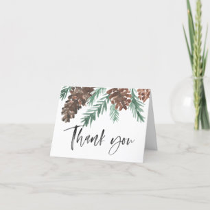 Pinecone Winter Thank You Brush Script   Folded