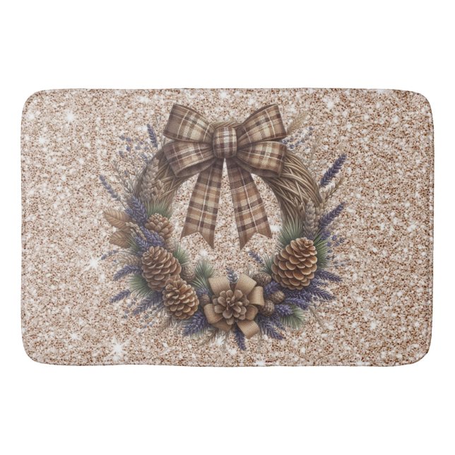 Pinecone Wreath Bath Mat (Front)