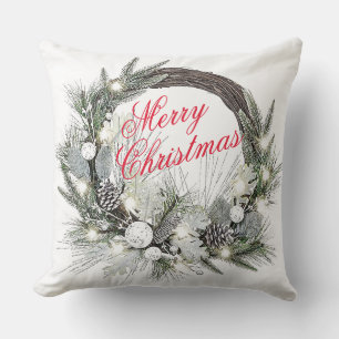 “Pinecone Wreath” Christmas  Throw Pillow