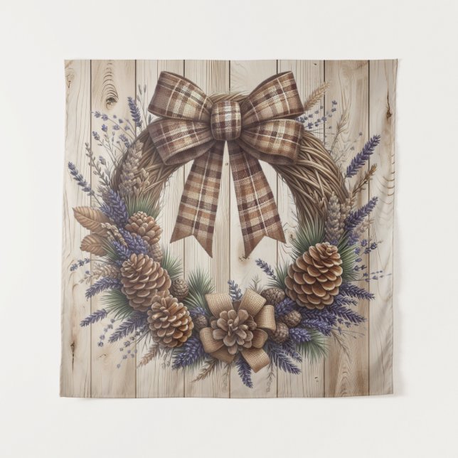 Pinecone Wreath Tapestry (Front)