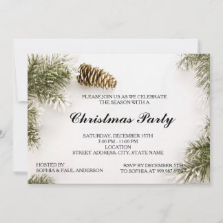 Pinecones and Christmas Tree Leaves Invitation