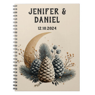 Pinecones and Crescent Moon Winter Love Notebook